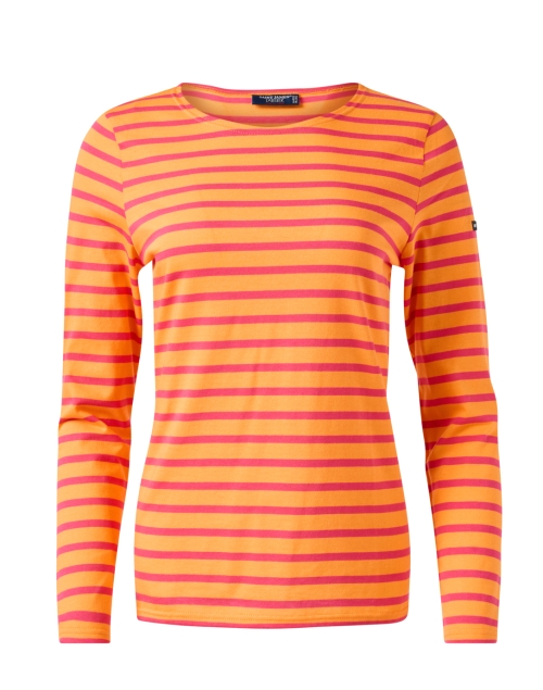Product image - Saint James - Minquidame Orange and Pink Striped Cotton Top