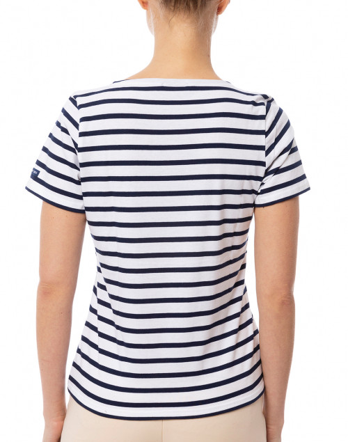 Back image - Saint James - Etrille White and Navy Striped Cotton Top