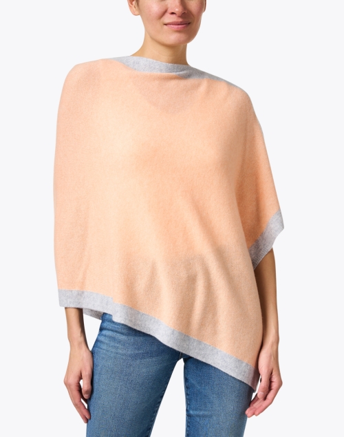 Front image - Kinross - Orange with Grey Cashmere Poncho
