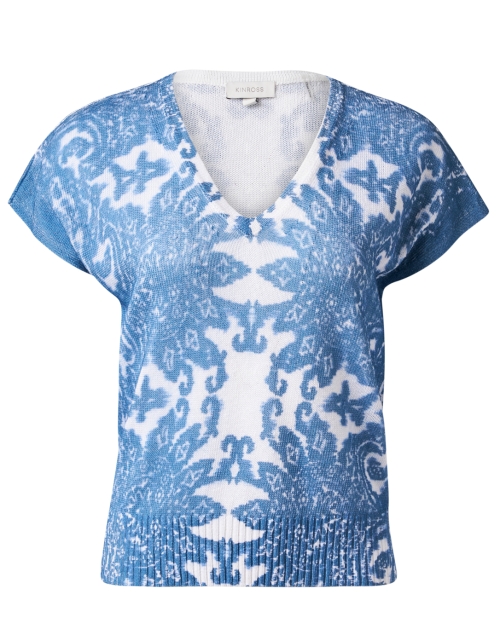 Product image - Kinross - Blue and White Print Linen Sweater