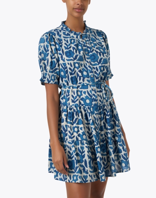 Front image - Apiece Apart - Las Alturas Blue Print Dress
