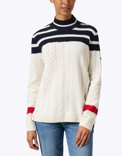 Front image - Saint James - Nola Cream and Navy Wool Sweater