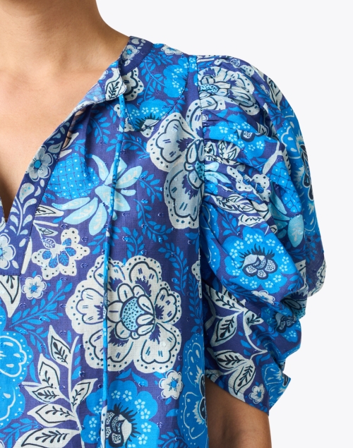Extra_1 image - Farm Rio - Blue Floral Print Cotton Top