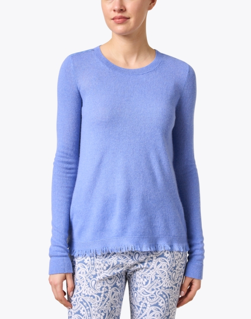 Front image - Cortland Park - Blue Cashmere Fringe Sweater