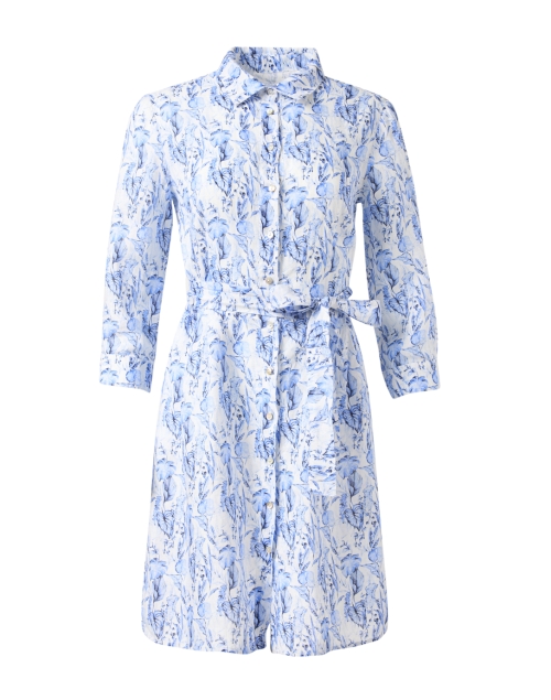 Product image - 120% Lino - Blue Print Linen Shirt Dress