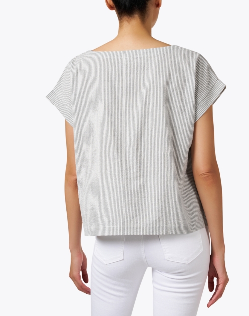 Back image - Eileen Fisher - White Striped Cotton Shirt