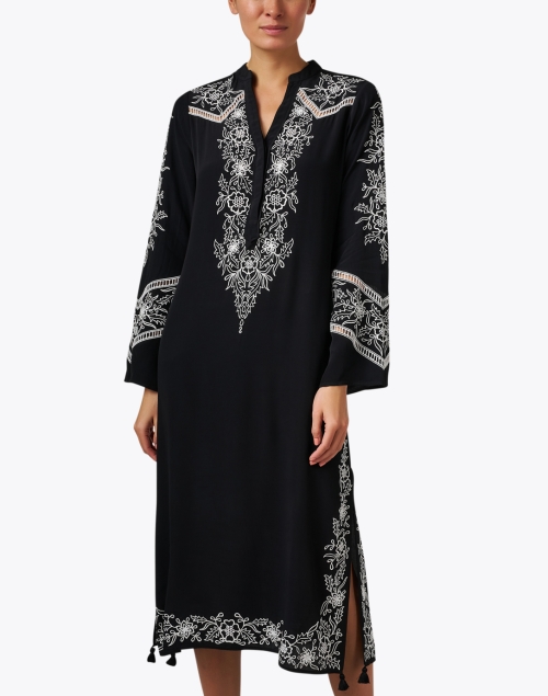 Front image - Figue - Paola Black Embroidered Kaftan