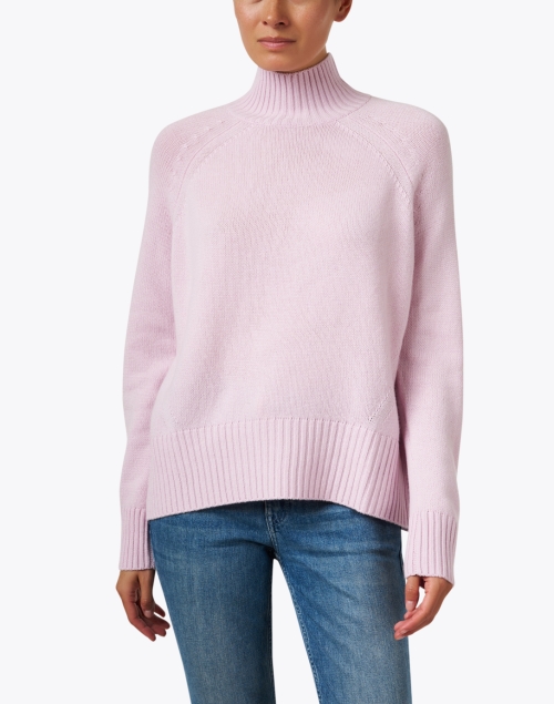 Front image - Allude - Lilac Wool Cashmere Mock Neck Sweater