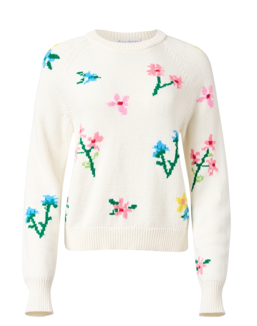 Product image - White + Warren - White Floral Cotton Sweater