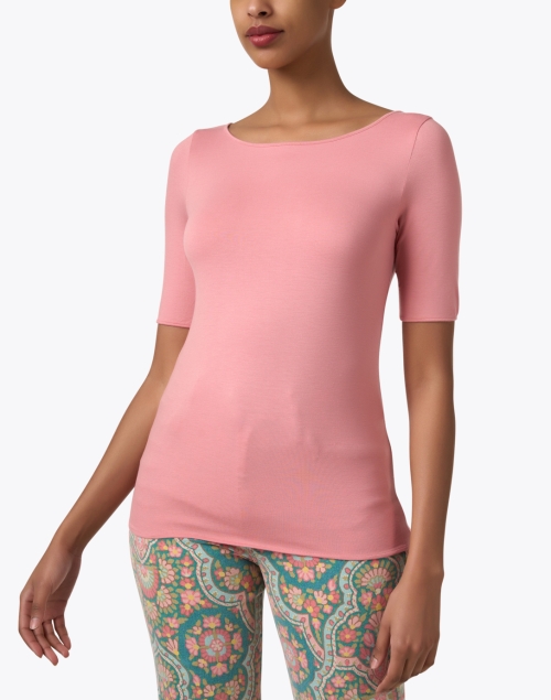 Front image - Majestic Filatures - Pink Elbow Sleeve Top