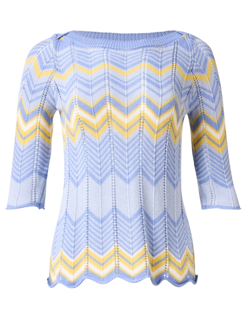 Product image - Burgess - Suzy Blue and Yellow Chevron Knit Sweater