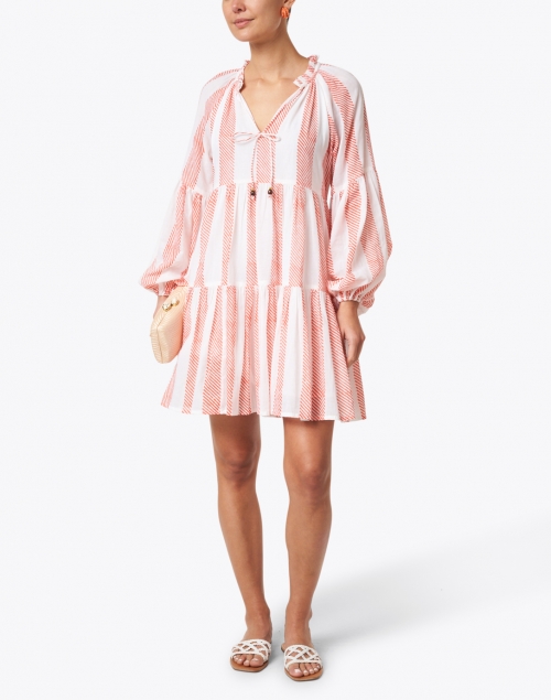 Whistler Coral and White Stripe Dress