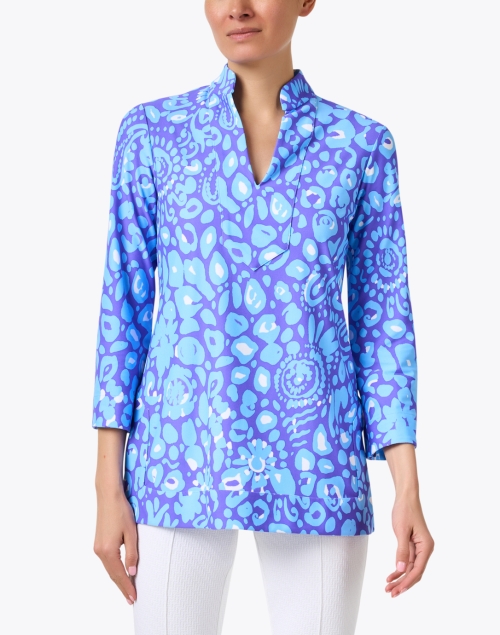 Front image - Jude Connally - Chris Blue Print Tunic Top