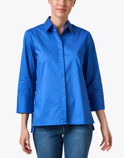 Front image - Hinson Wu - Maxine Blue Stretch Cotton Shirt