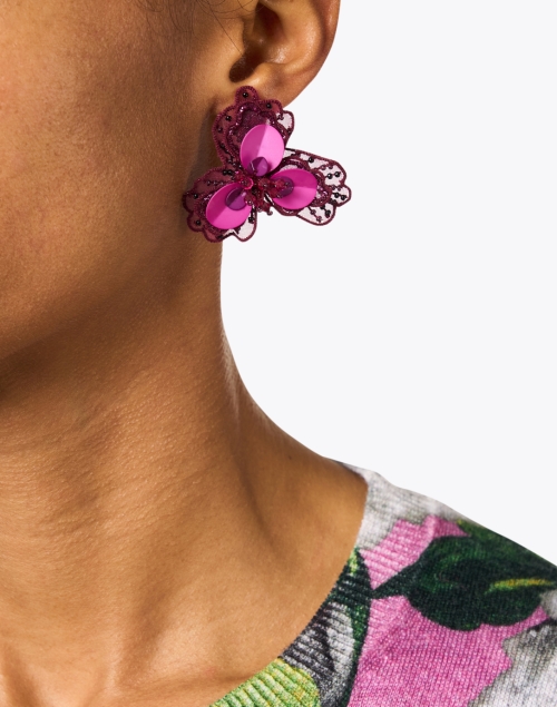 Look image - Mignonne Gavigan - Poppy Magenta Flower Stud Earrings