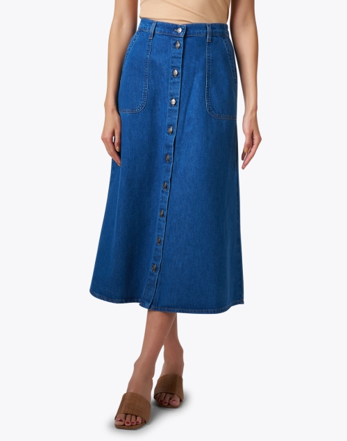 Front image - Xirena - Gerri Blue Denim Midi Skirt 