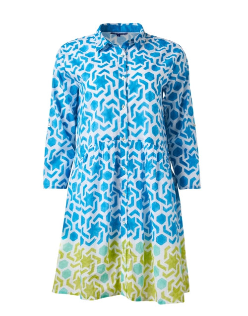 Product image - Ro's Garden - Deauville Blue Geometric Print Shirt Dress