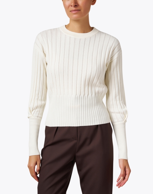 Front image - BOSS - Fempali White Pointelle Sweater