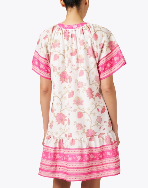 Back image - Bella Tu - Pink Marigold Print Peasant Dress