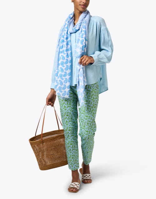 Extra_1 image - Amato - Blue and White Paisley Modal and Cashmere Scarf