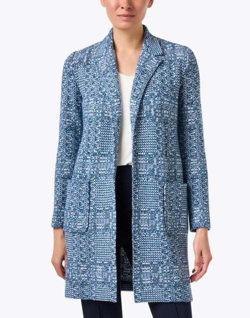 Front image - Amina Rubinacci - Rotella Blue Tweed Coat 