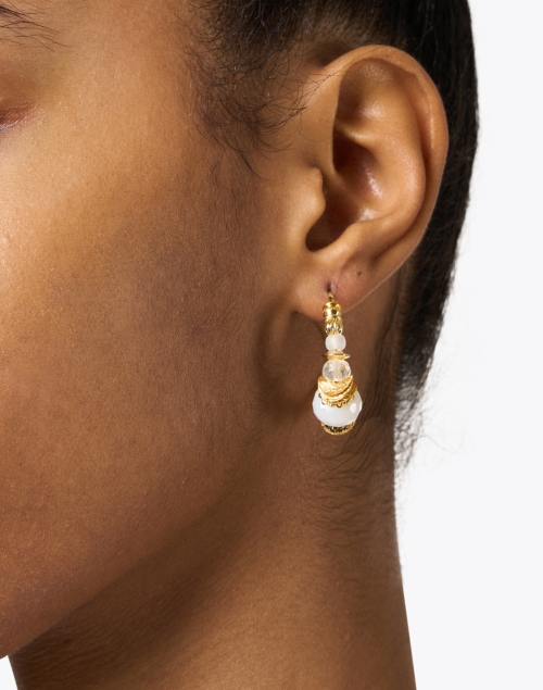 Look image - Gas Bijoux - Aloha Gold and White Mini Hoop Earrings
