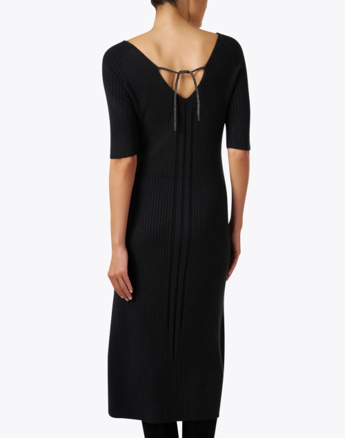 Back image - Ecru - Black Rib Knit Dress