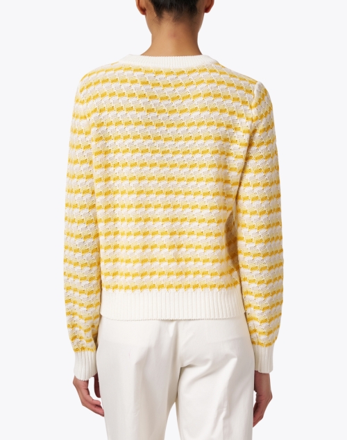 Back image - White + Warren - Yellow Intarsia Linen Cotton Sweater