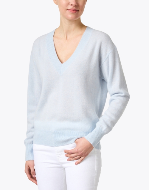 Front image - White + Warren - Light Blue Cashmere Sweater