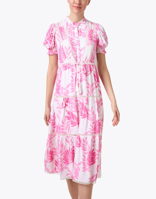 Front image - Sail to Sable - Pink Print Tiered Dress