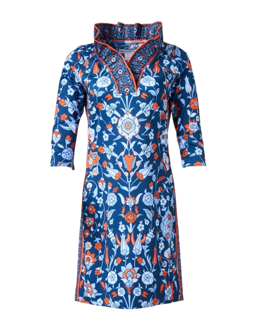 Product image - Gretchen Scott - Blue and Orange Print Ruffle Neck Dress