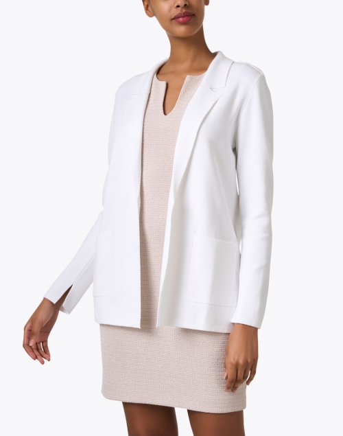 Front image - Kinross - White Cotton Cashmere Cardigan