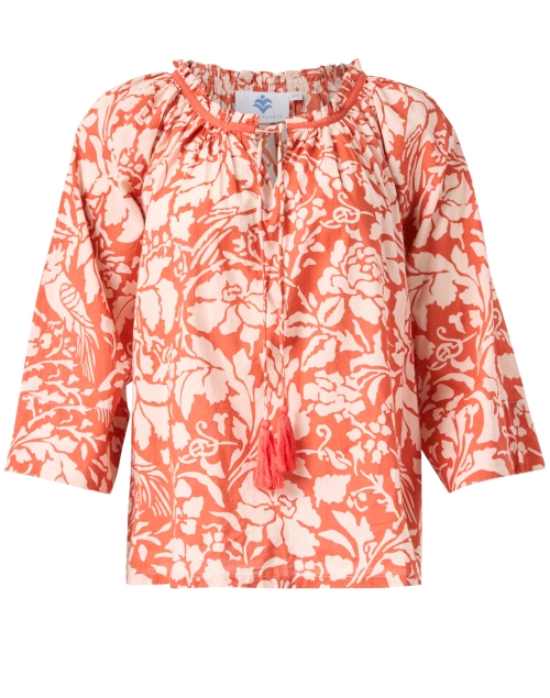 Product image - Pomegranate - Orange & White Print Tie Neck Blouse