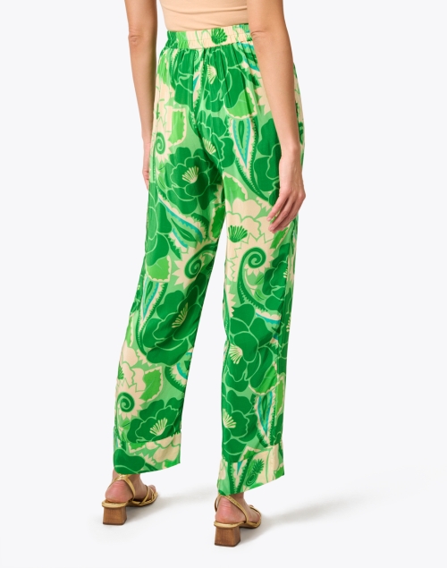 Back image - Farm Rio - Green Floral Print Pant