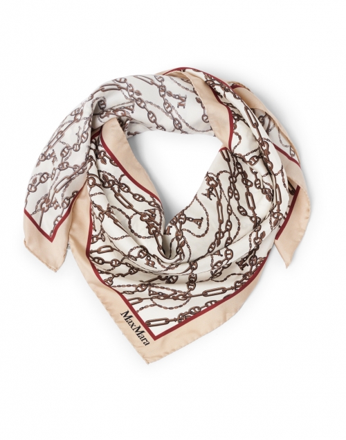 Max Mara - Pappino Beige and White Chain Link Silk Square Scarf