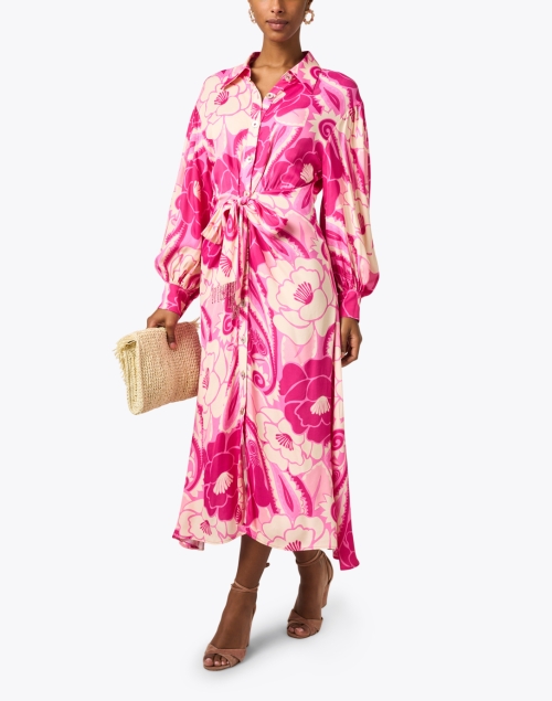 Look image - Farm Rio - Pink Tropical Print Shirt Dress
