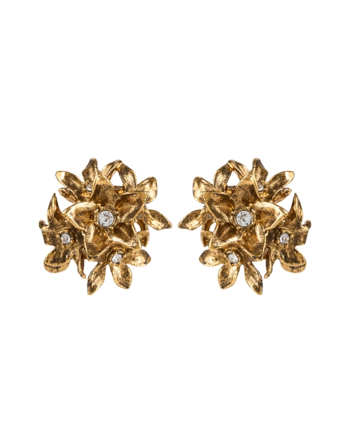 Product image - Oscar de la Renta - Gold Crystal Flower Bouquet Earrings