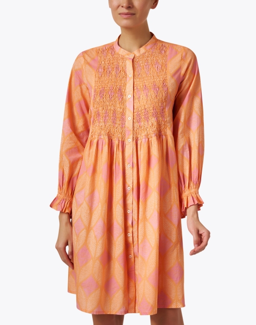 Front image - Ro's Garden - Talia Orange and Pink Print Dress
