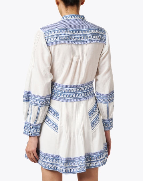 Back image - Veronica Beard - Pasha White and Blue Cotton Linen Dress