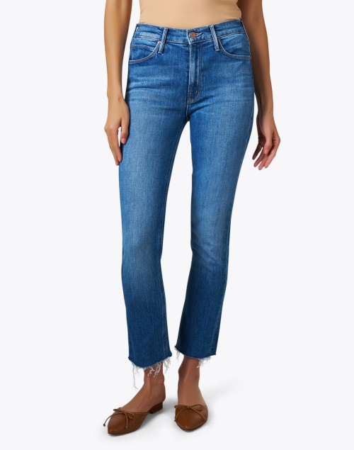 Front image - Mother - The Dazzler Blue Ankle Fray Jean