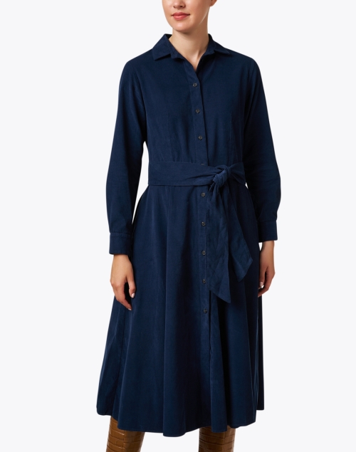 Front image - Rosso35 - Navy Corduroy Shirt Dress