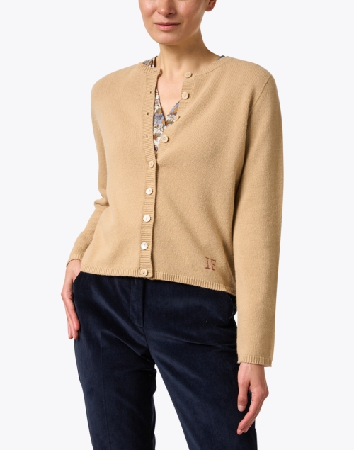 Front image - Ines de la Fressange - Cesaria Beige Wool Cashmere Cardigan