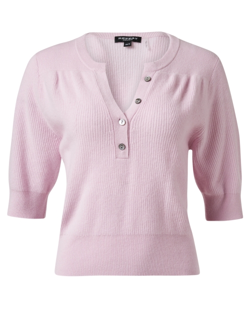 Product image - Repeat Cashmere - Pink Cashmere Henley Sweater