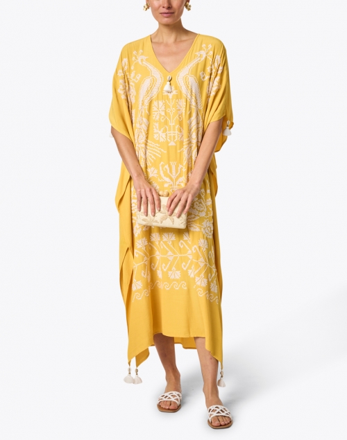 Figue - Eliza Yellow Embroidered Kaftan