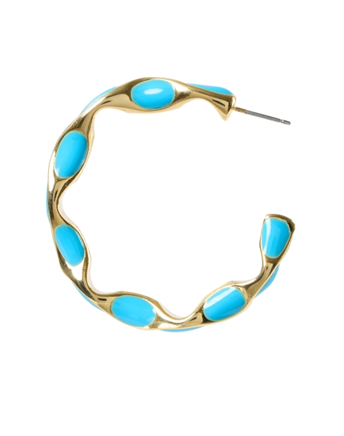 Front image - Kenneth Jay Lane - Turquoise and Gold Hoop Earrings