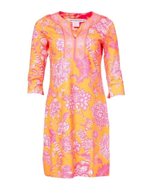 Gretchen Scott - Orange and Pink Floral Printed Jersey Dress