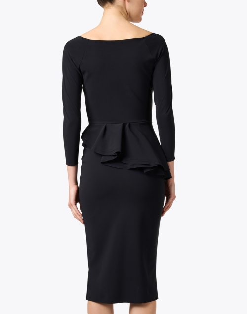 Back image - Chiara Boni La Petite Robe - Deirdre Black Ruffled Peplum Dress
