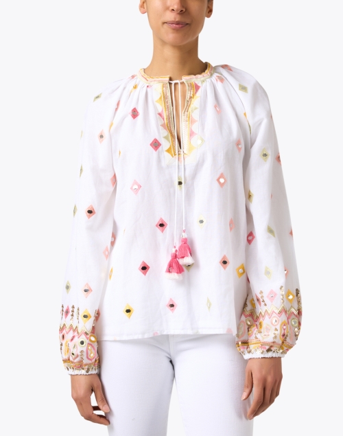 Front image - Bella Tu - Mira White Embroidered Blouse