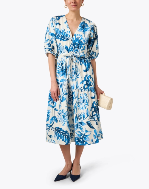 Joyce Blue and White Print Cotton Dress