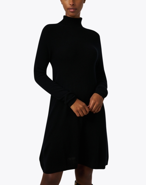Front image - Allude - Black Wool Cashmere Turtleneck Dress